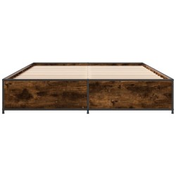 Bettgestell Räuchereiche 120x190 cm Holzwerkstoff und Metall