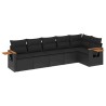 6-tlg. Garten-Sofagarnitur mit Kissen Schwarz Poly Rattan