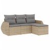 4-tlg. Garten-Sofagarnitur mit Kissen Beige Poly Rattan