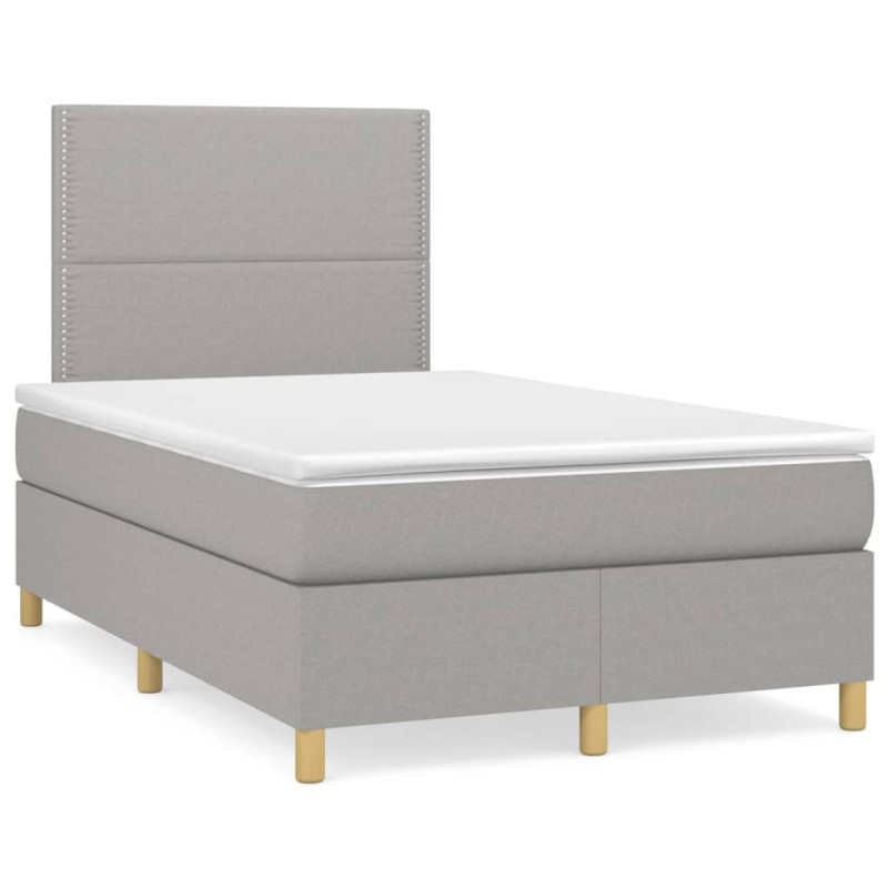 Boxspringbett mit Matratze Hellgrau 120x190 cm Stoff