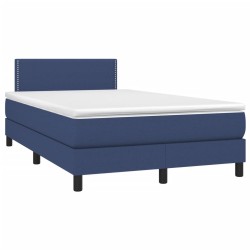 Boxspringbett mit Matratze & LED Blau 120x190 cm Stoff