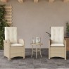 Gartensessel mit Kissen 2 Stk. Verstellbar Beige Poly Rattan