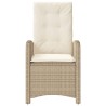 Gartensessel mit Kissen 2 Stk. Verstellbar Beige Poly Rattan