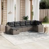 7-tlg. Garten-Sofagarnitur mit Kissen Grau Poly Rattan