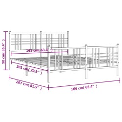 Metallbett ohne Matratze mit Fußteil Schwarz 160x200 cm
