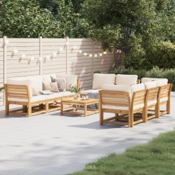 9-tlg. Garten-Lounge-Set mit Kissen Massivholz Akazie