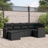 6-tlg. Garten-Sofagarnitur mit Kissen Schwarz Poly Rattan