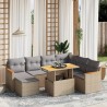 8-tlg. Garten-Sofagarnitur mit Kissen Beige Poly Rattan