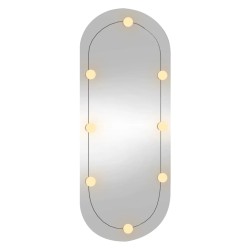 Wandspiegel mit LED-Leuchten 25x60 cm Glas Oval