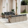 8-tlg. Garten-Sofagarnitur mit Kissen Grau Poly Rattan