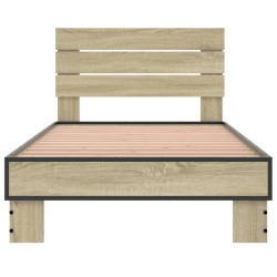 Bettgestell Sonoma-Eiche 75x190 cm Holzwerkstoff und Metall