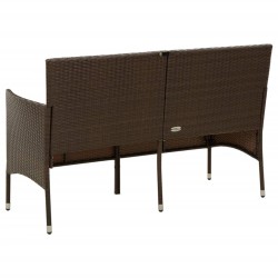 Gartensofa 3-Sitzer mit Kissen Braun Poly Rattan