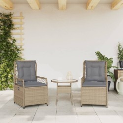 Gartensessel 2 Stk. Verstellbar Beige Poly Rattan