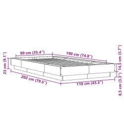 Bettgestell Schwarz 90x190 cm Holzwerkstoff