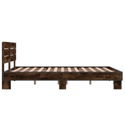 Bettgestell Räuchereiche 135x190 cm Holzwerkstoff und Metall