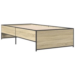 Bettgestell Sonoma-Eiche 75x190 cm Holzwerkstoff und Metall