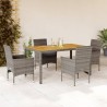 5-tlg. Garten-Essgruppe mit Kissen Grau Poly Rattan Akazie