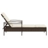 Sonnenliege mit Auflage Braun 63x200x81 cm Poly Rattan