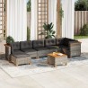 8-tlg. Garten-Sofagarnitur mit Kissen Grau Poly Rattan