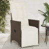 Gartensessel Verstellbar mit Kissen Braun Poly Rattan