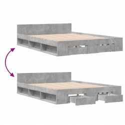 Bettgestell mit Schubladen Betongrau 140x190 cm Holzwerkstoff