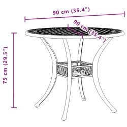 Gartentisch Bronzen Ø90x75 cm Aluminiumguss