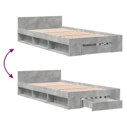 Bettgestell mit Schublade Betongrau 90x190 cm Holzwerkstoff