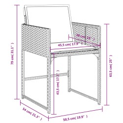 7-tlg. Garten-Essgruppe mit Kissen Grau Poly Rattan