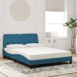 Bett mit Matratze Blau 140x190 cm Samt