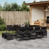 13-tlg. Garten-Essgruppe mit Kissen Schwarz Poly Rattan