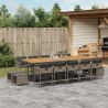 15-tlg. Garten-Essgruppe mit Kissen Grau Poly Rattan