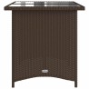 Gartentisch mit Glasplatte Braun 110x68x70 cm Poly Rattan