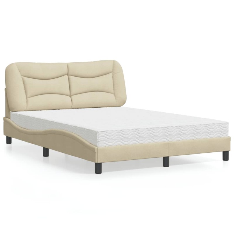 Bett mit Matratze Creme 120x200 cm Stoff