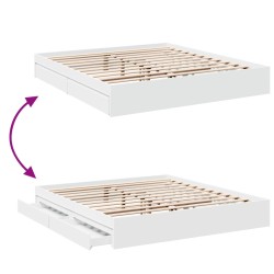 Bettgestell mit Schubladen Weiß 200x200 cm Holzwerkstoff