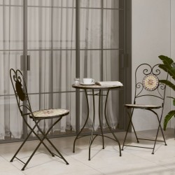 Mosaik-Bistro-Set Terrakottarot und Weiß Eisen und Keramik