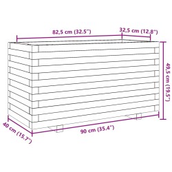 Pflanzkübel Wachsbraun 90x40x49,5 cm Massivholz Kiefer