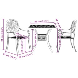 3-tlg. Bistro-Set Grün Aluminiumguss