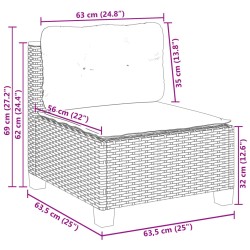 9-tlg. Garten-Sofagarnitur mit Kissen Grau Poly Rattan