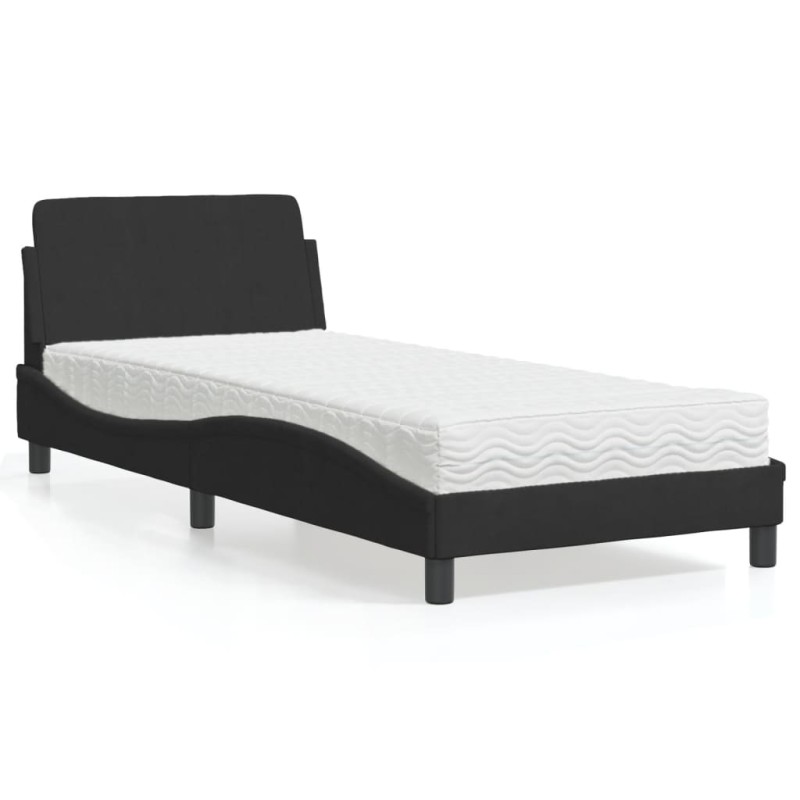 Bett mit Matratze Schwarz 90x190 cm Samt