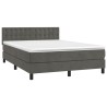 Boxspringbett mit Matratze Dunkelgrau 140x190 cm Samt