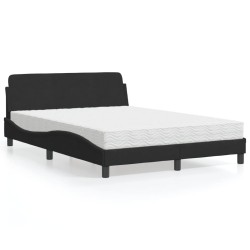 Bett mit Matratze Schwarz 140x190 cm Samt