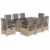 9-tlg. Garten-Essgruppe mit Kissen Beige Poly Rattan