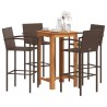 5-tlg. Gartenbar-Set Braun Massivholz Akazie und Poly Rattan