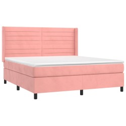 Boxspringbett mit Matratze Rosa 160x200 cm Samt