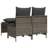 4-tlg. Garten-Sofagarnitur mit Kissen Grau Poly Rattan