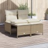 4-tlg. Garten-Sofagarnitur mit Kissen Beige Poly Rattan