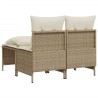 4-tlg. Garten-Sofagarnitur mit Kissen Beige Poly Rattan