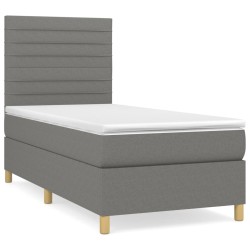 Boxspringbett mit Matratze Dunkelgrau 90x190 cm Stoff