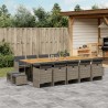 15-tlg. Garten-Essgruppe mit Kissen Grau Poly Rattan