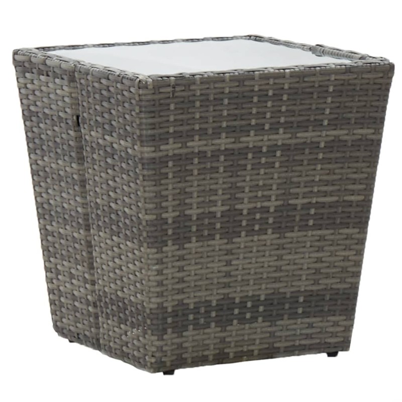 Beistelltisch Grau 41,5×41,5×43 cm Poly Rattan und Hartglas